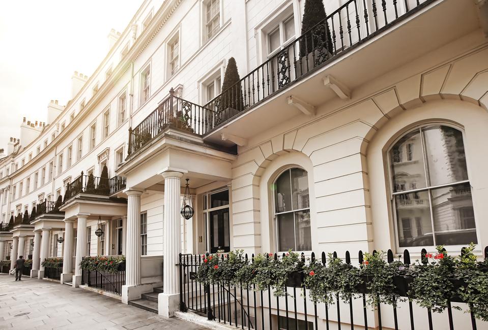 White stucco terrace in Belgravia