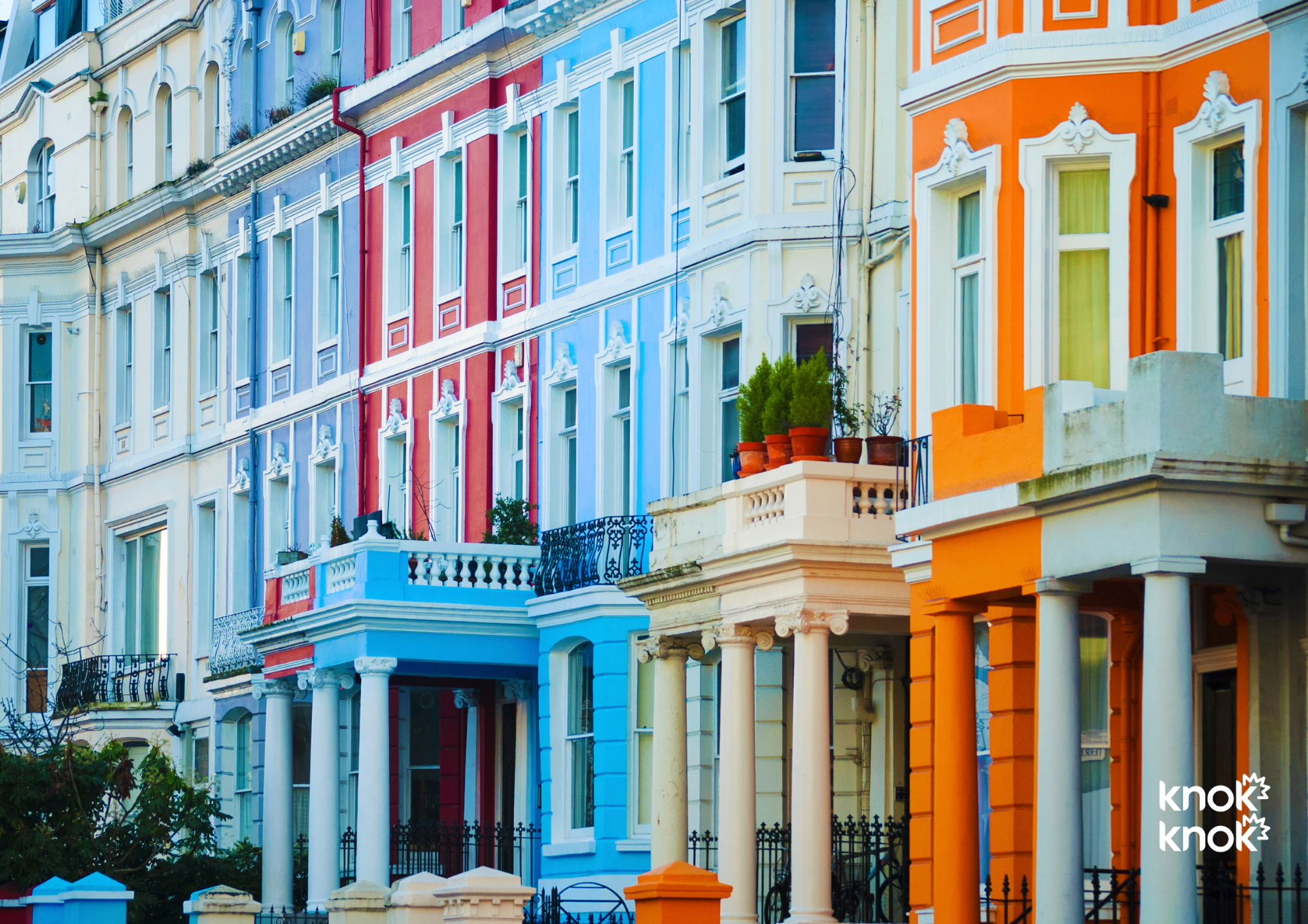 Colourful period houses in Notting Hill